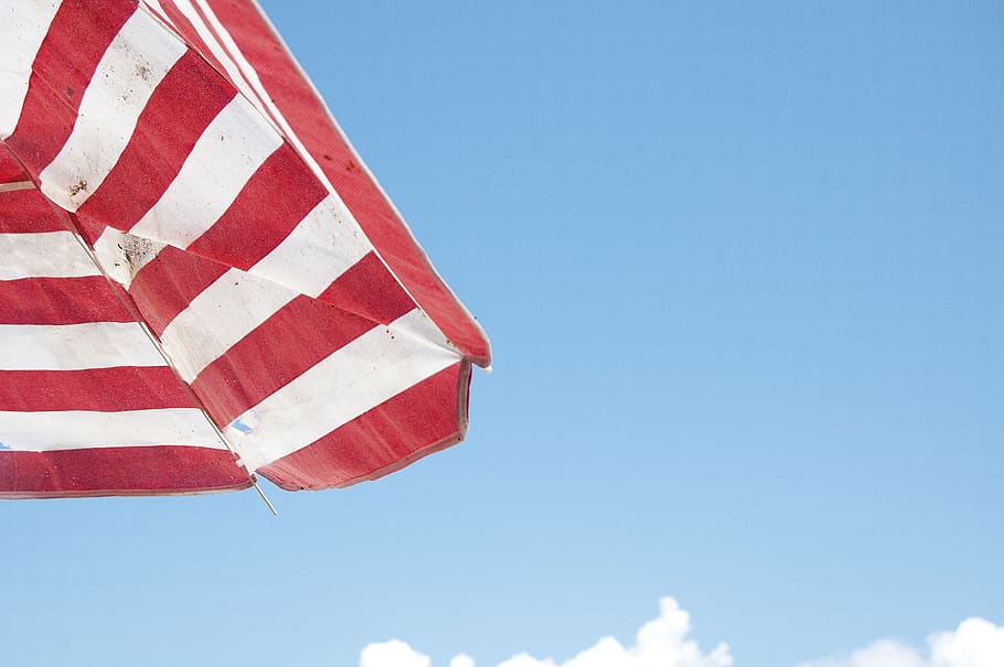 greece, lefkada, summer, sky, beach, sun, red, stripes, holidays HD wallpaper