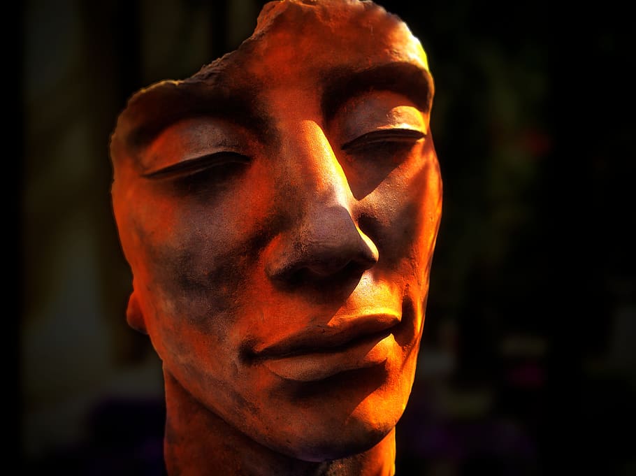 sculpture, art, statue, artwork, face, mood, stone figure, head HD wallpaper
