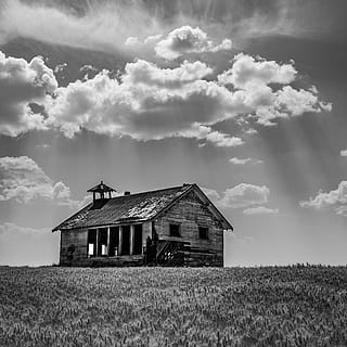 midwest, america, farm, explore, old, broken, abandoned, clouds HD wallpaper
