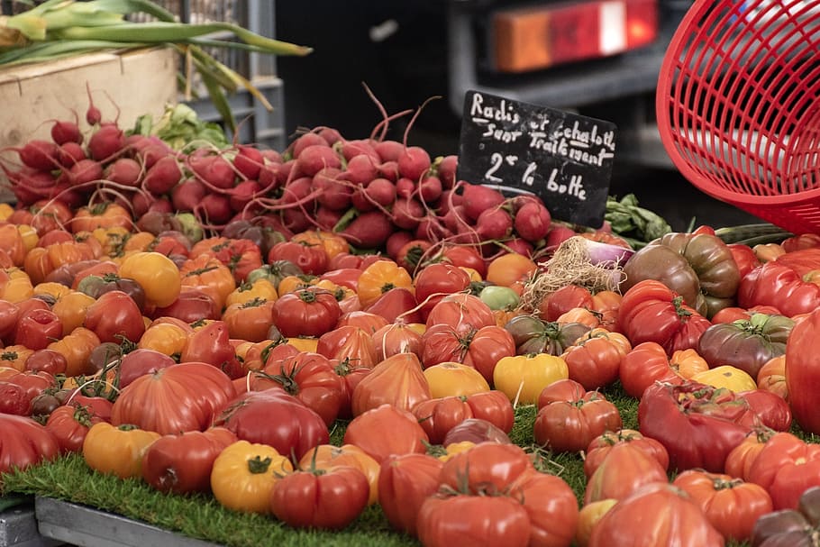 tomatoes, beets, market day, provencal market, country market, HD wallpaper