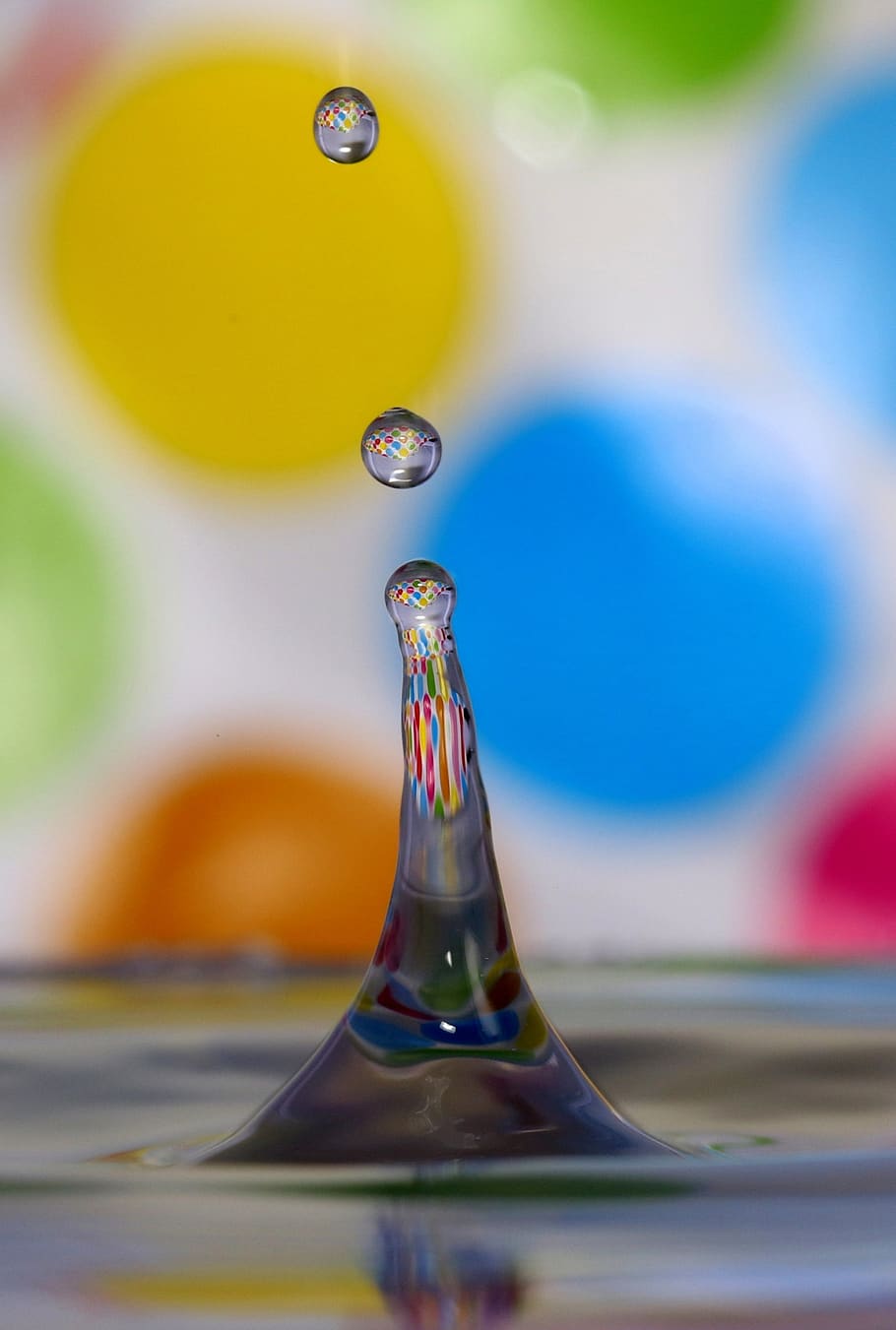 drops, splash, coloring, water, macro, splashing, selective focus HD wallpaper