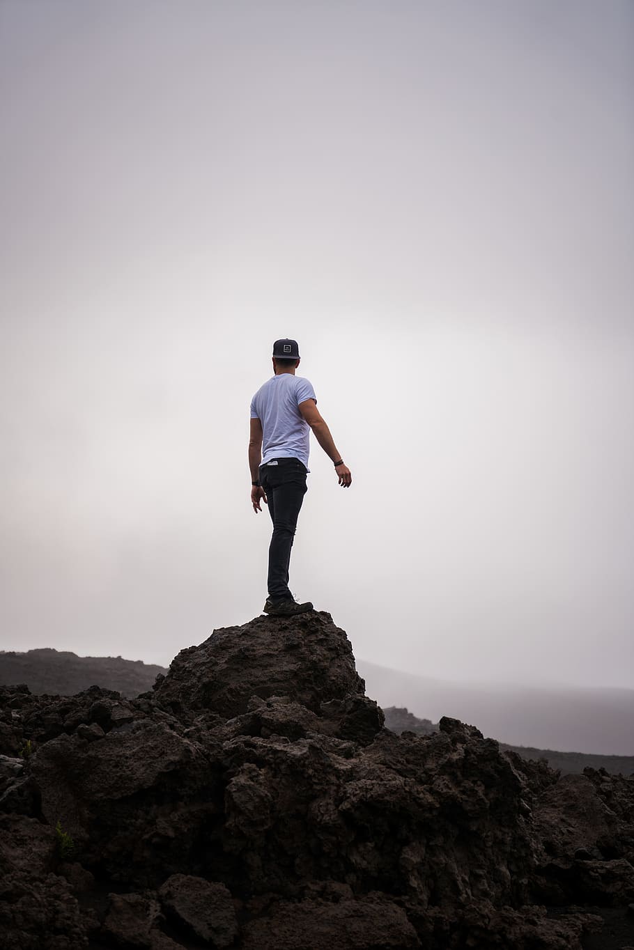 men's black pants, rock, rock - object, solid, one person, standing HD wallpaper