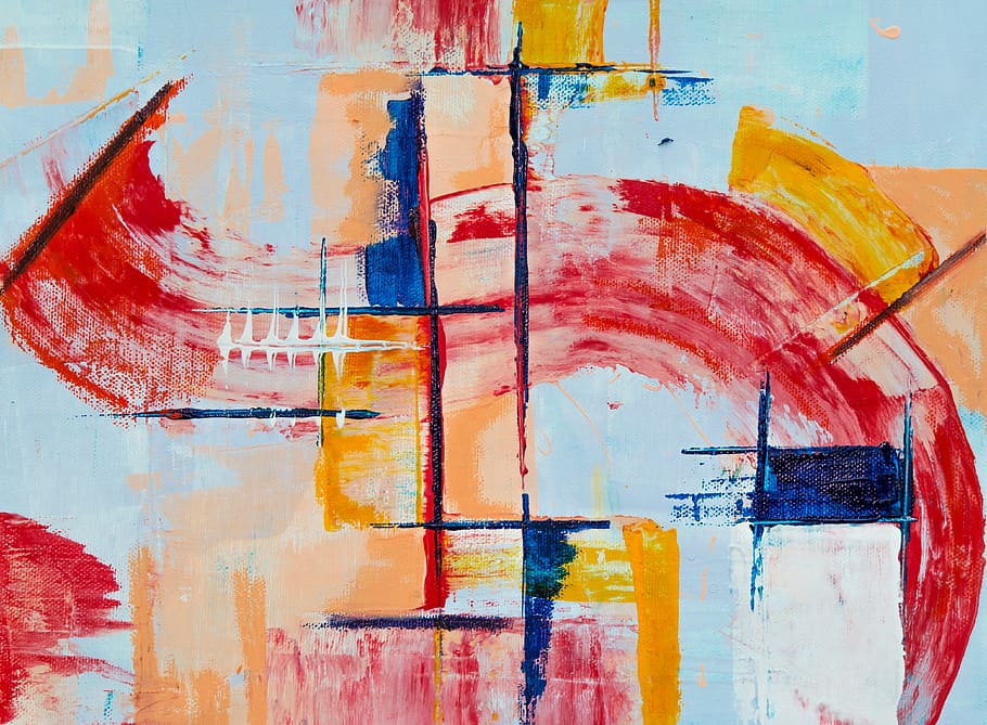 Red, Yellow, and Blue Abstract Painting, abstract expressionism