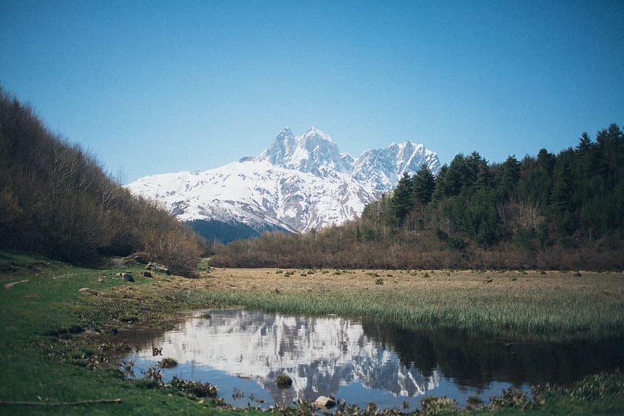Mountain Covered In Snow, daylight, landscape, nature, reflection HD wallpaper