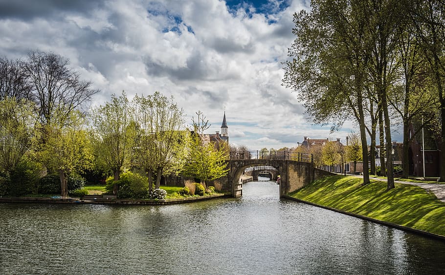 friesland, locks, water, landscape, nature, tree, plant, cloud - sky HD wallpaper