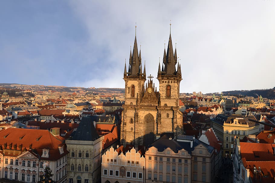 building, spire, steeple, tower, architecture, roof, city, town HD wallpaper
