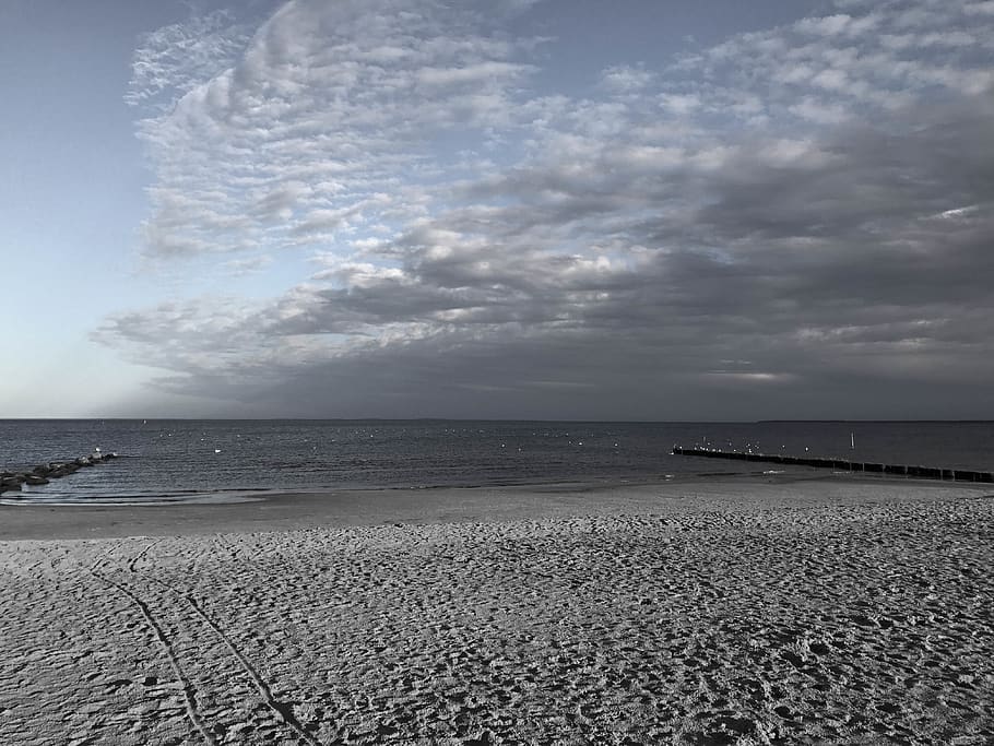 sea, lake, sky, cloud - sky, beach, land, horizon over water HD wallpaper