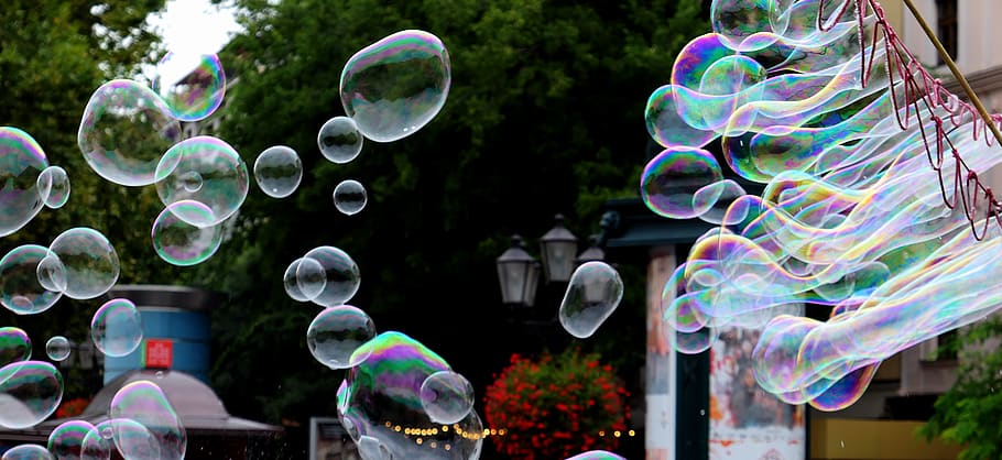 soap bubbles, blow, fun, play, children, flying, childhood HD wallpaper