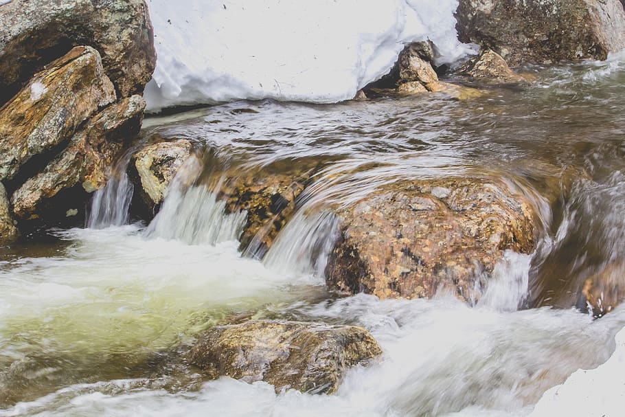 united states, conway, stream, flow, winter, spring, water HD wallpaper