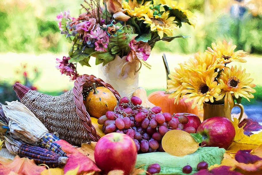 grape, apple, fresh, fruit, food, nature, sweet, ripe, flower HD wallpaper