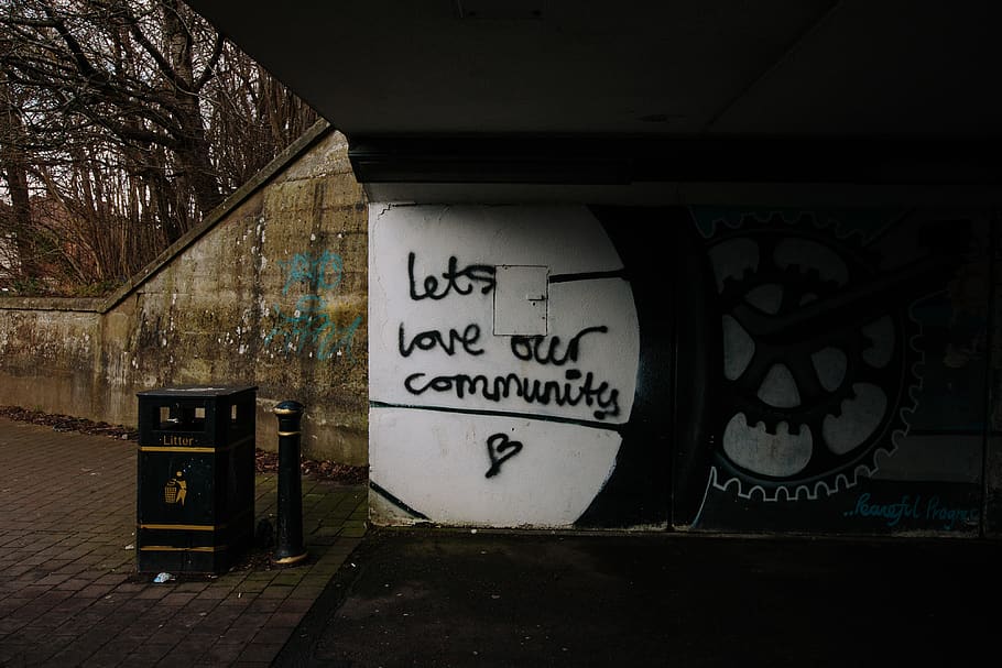 lets love over community text wall, graffiti, banister, handrail HD wallpaper