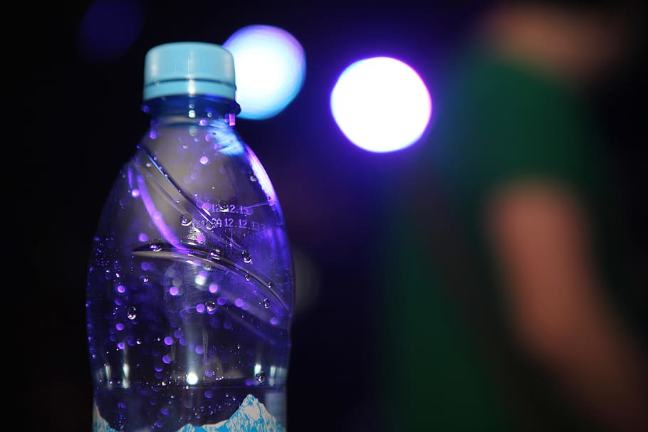 bottle, closeup, drink, drop, droplet, fresh, full, water, dark HD wallpaper