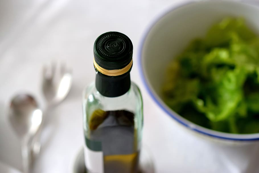 Olive oil, green, healthy, salad, food and drink, bottle, wine, HD wallpaper