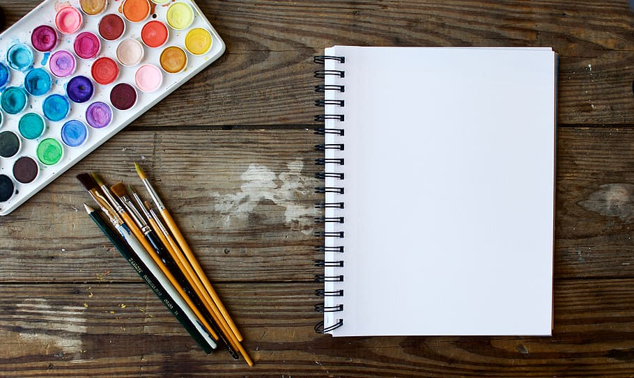 still, items, things, paint, watercolor, brushes, pencil, sketch HD wallpaper