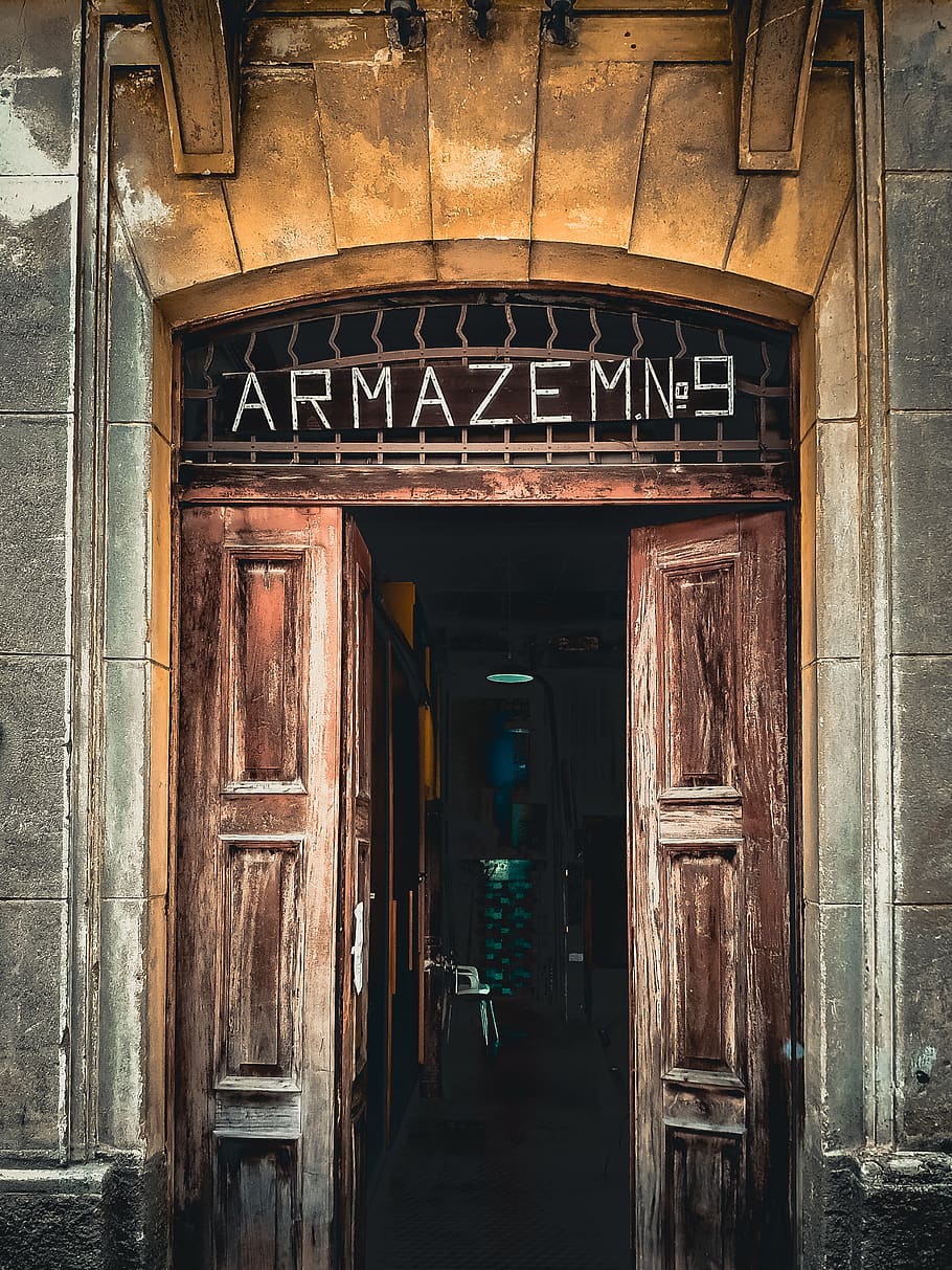 Brown Wooden Panel Doors, abandoned, architecture, building, doorway HD wallpaper