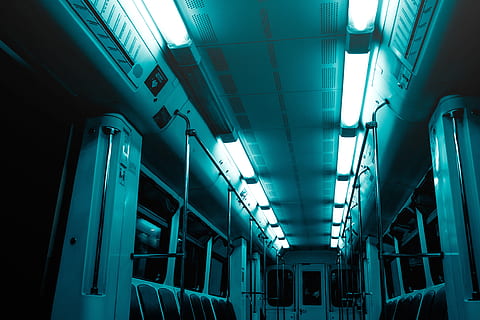 White Train Bench and Door, dark, empty, entrance, exit, glass HD wallpaper