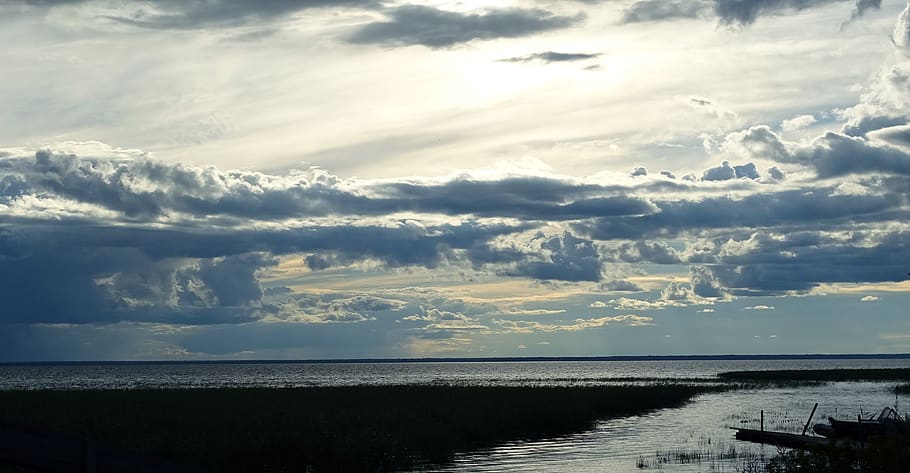 clouds, summer, sun, lake, drama, cloud - sky, water, beauty in nature HD wallpaper