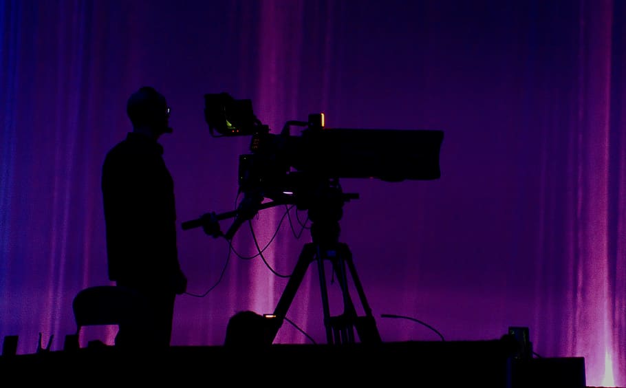 person standing near studio camera, technology, television camera HD wallpaper