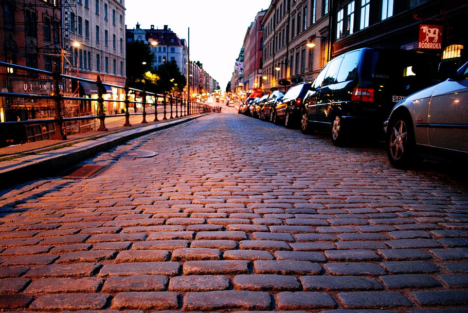 sweden, stockholm, södermalm, city, night, lights, street HD wallpaper