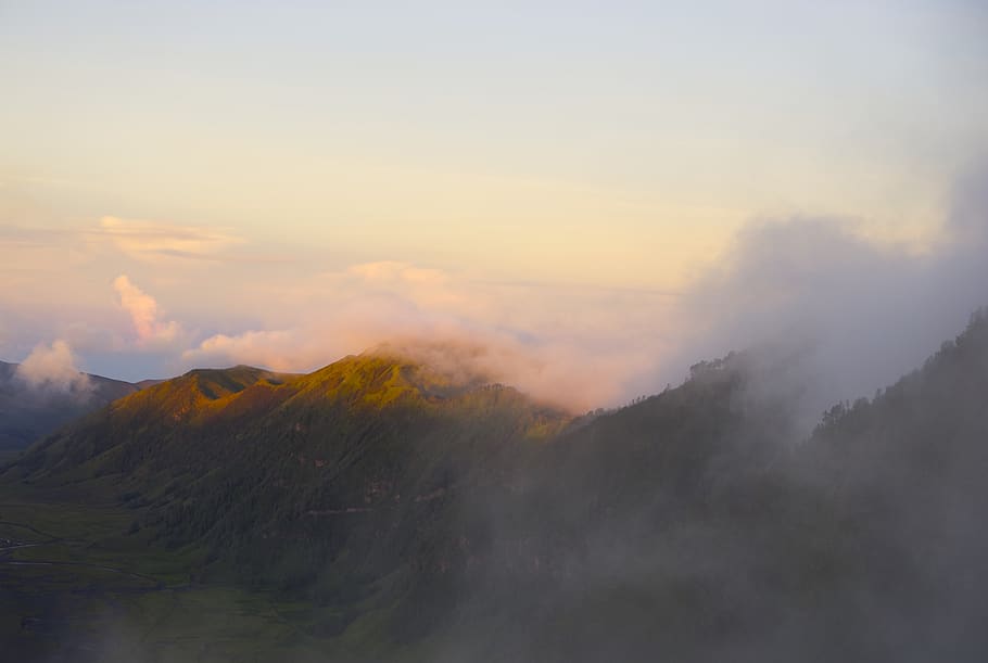indonesia, malang, mount bromo, clouds, mountains, sky, colours HD wallpaper