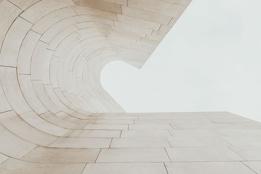 low angle photography of beige wall, tile, structure, stone, sky HD wallpaper