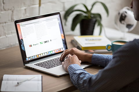 Person Using Macbook Pro, desk, electronics, email, indoors, keyboard HD wallpaper