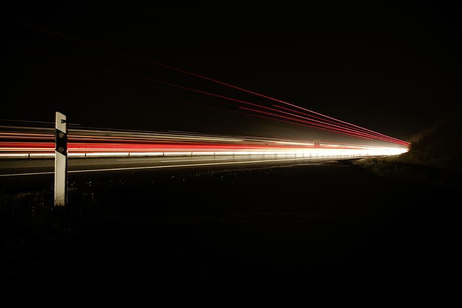 dark, night, lighting, road, street, long exposure, illuminated HD wallpaper