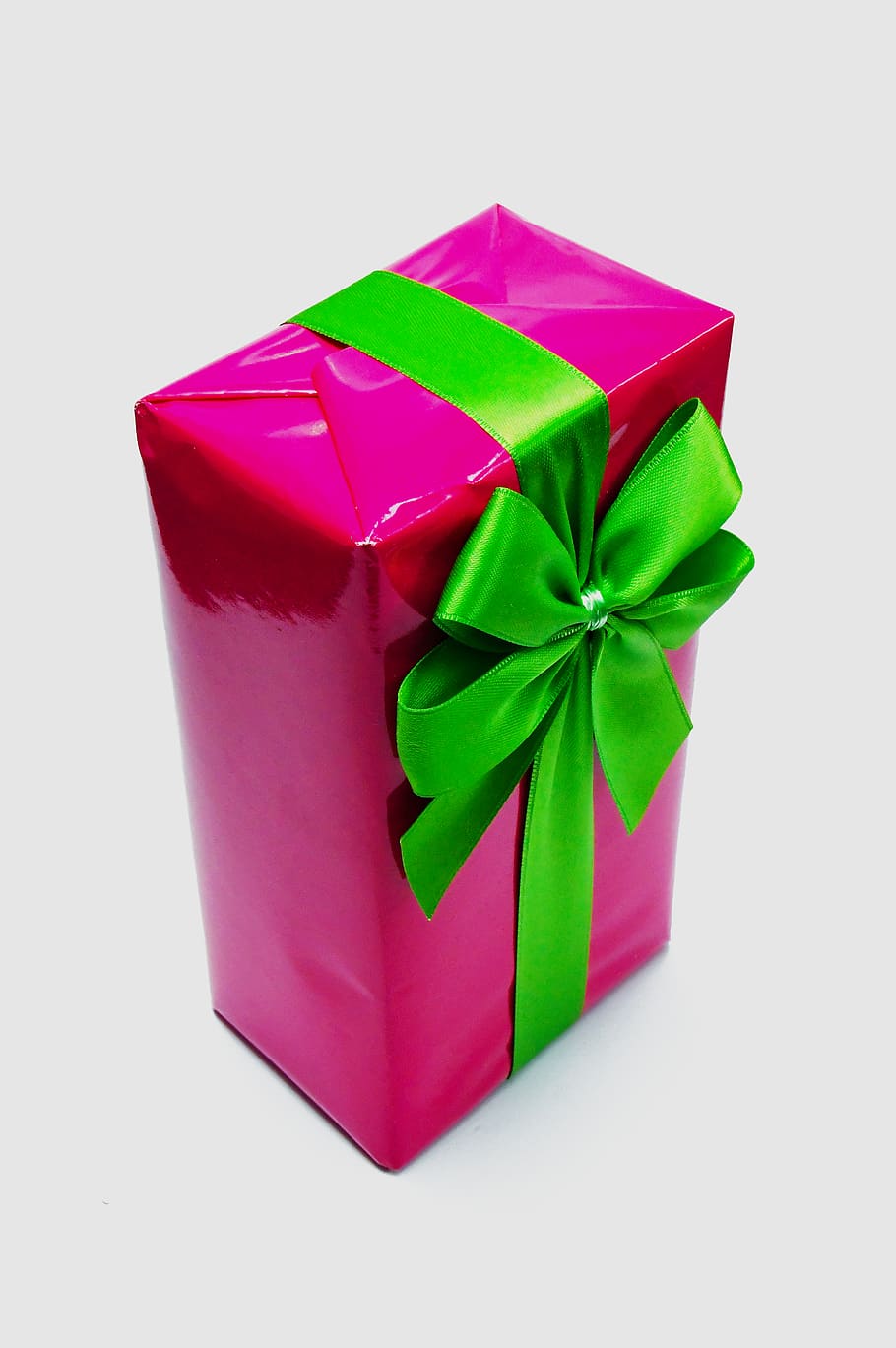 Pink Gift Box, bow, christmas, packaging, red, ribbon, surprise HD wallpaper