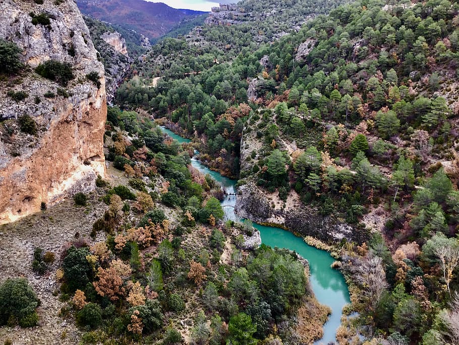 Villalba De La Sierra, Spain, bird's eye view, daylight, environment HD wallpaper