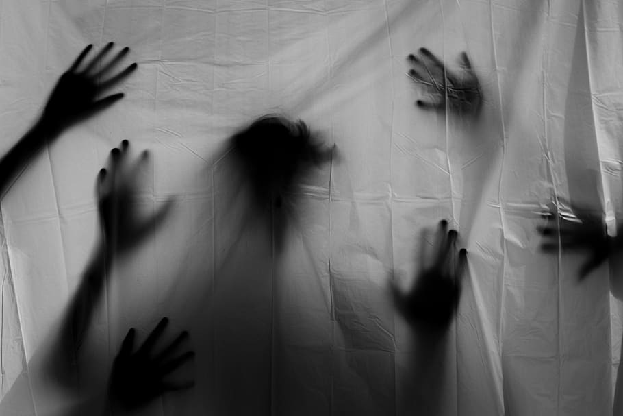 hands, scary, silhouette, horror, halloween, fear, dark, creepy, HD wallpaper