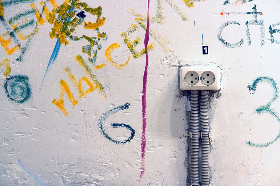 wall, outlet, socket, plug, paint, background, old, distressed HD wallpaper