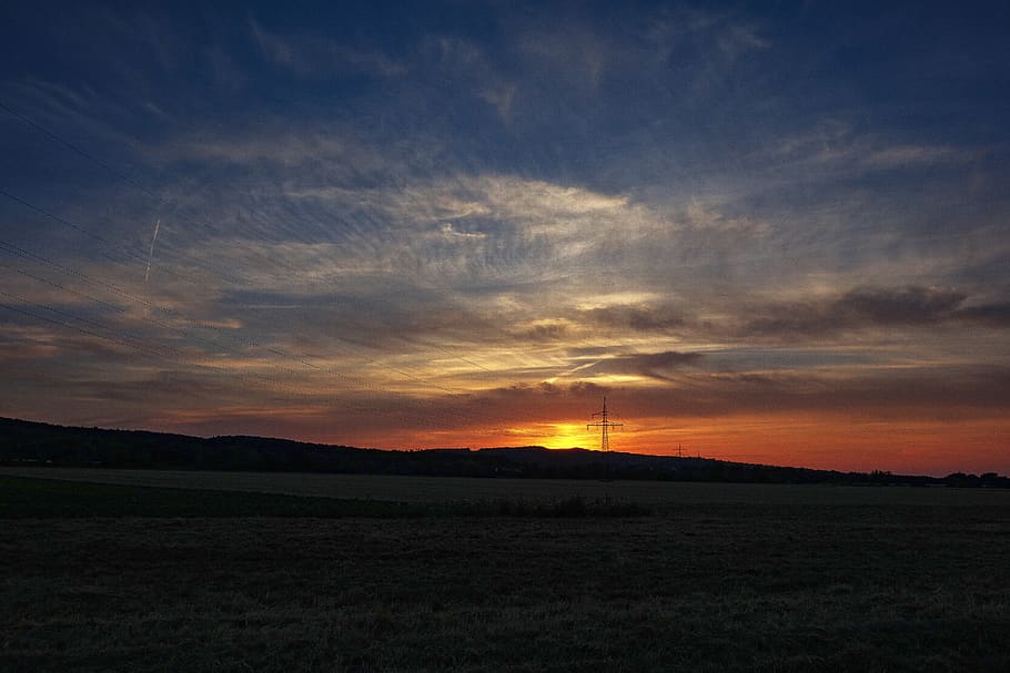 sunset, sky, twilight, clouds, landscape, evening, dusk, mood, HD wallpaper