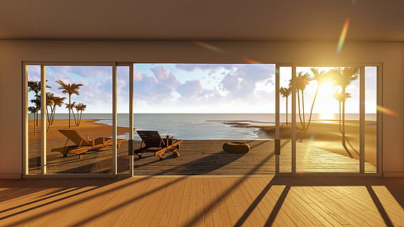 sand, beach, relaxation, summer, idyllic, house, apartment HD wallpaper