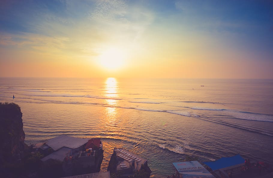 sky, water, sea, sunset, horizon, scenics - nature, horizon over water HD wallpaper