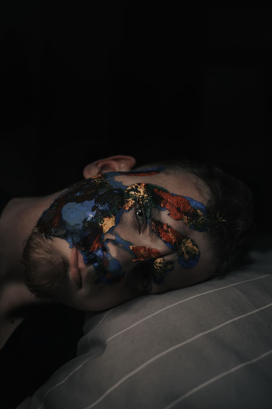 man with palm face paint, skin, human, person, tattoo, finger HD wallpaper