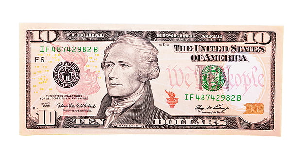 dollar, bill, 10, ten, white, bank, note, banking, cash, closeup HD wallpaper