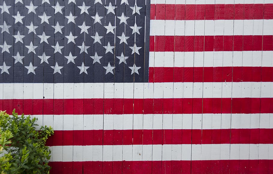 U.S.A. flag wall, striped, patriotism, red, star shape, pattern HD wallpaper