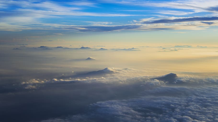 clouds, cloudscapes, cloudy, sunshine, sunlight, mist, fog HD wallpaper
