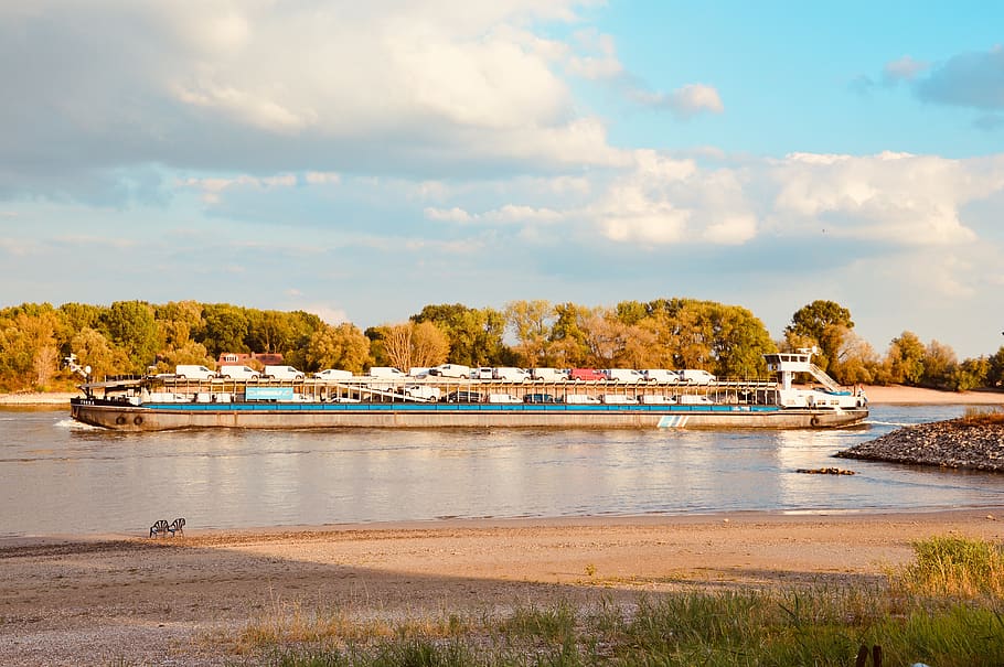 rhine, river, ship, waters, rhine river, nautical vessel, sky HD wallpaper