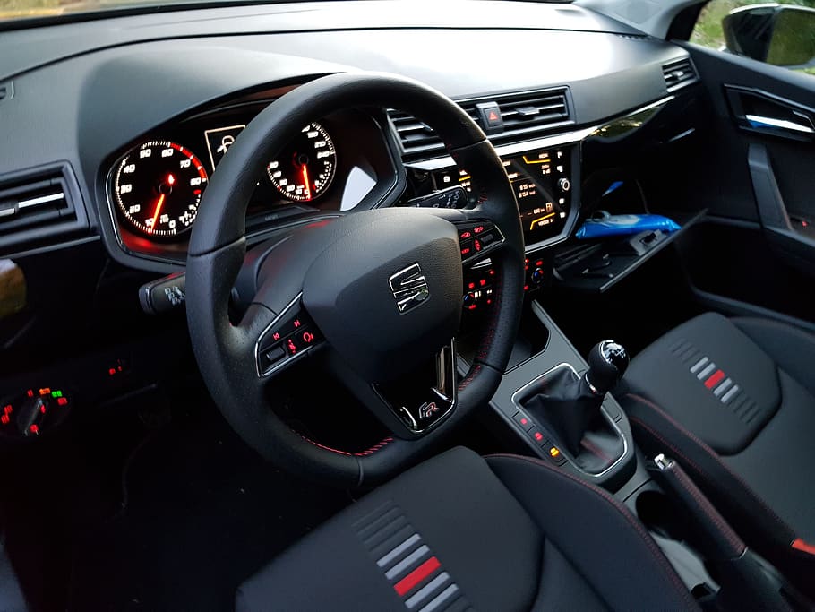 seat ibiza fr, car interior, seat ibiza fr interior, steering wheel, HD wallpaper