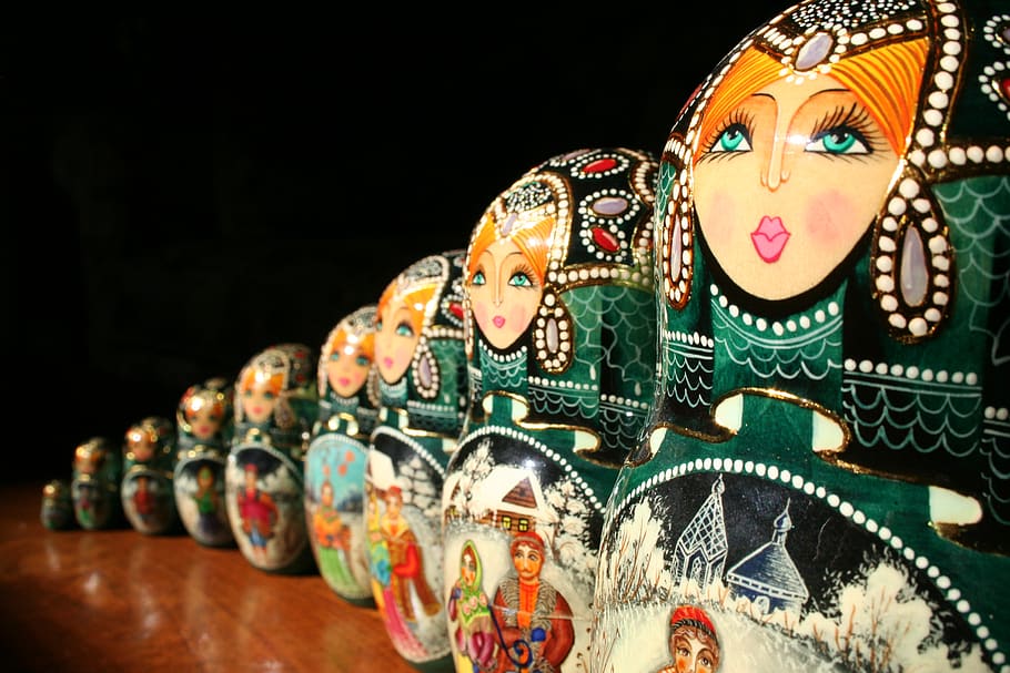 russia, dolls, objects, culture, toys, art and craft, multi colored HD wallpaper