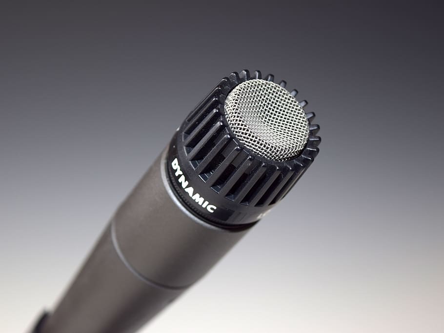 Silver and Black Dynamic Metal Microphone, audio, black-and-white HD wallpaper