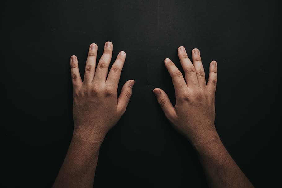 Human Hands, fingers, skin, human body part, studio shot, black background HD wallpaper