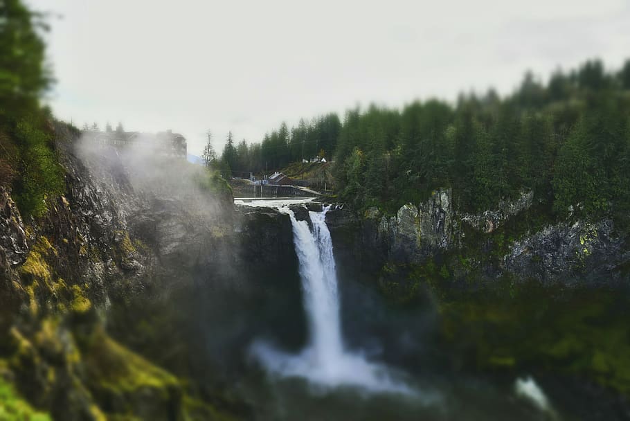 waterfalls surrounded by green leafed trees, nature, outdoors HD wallpaper