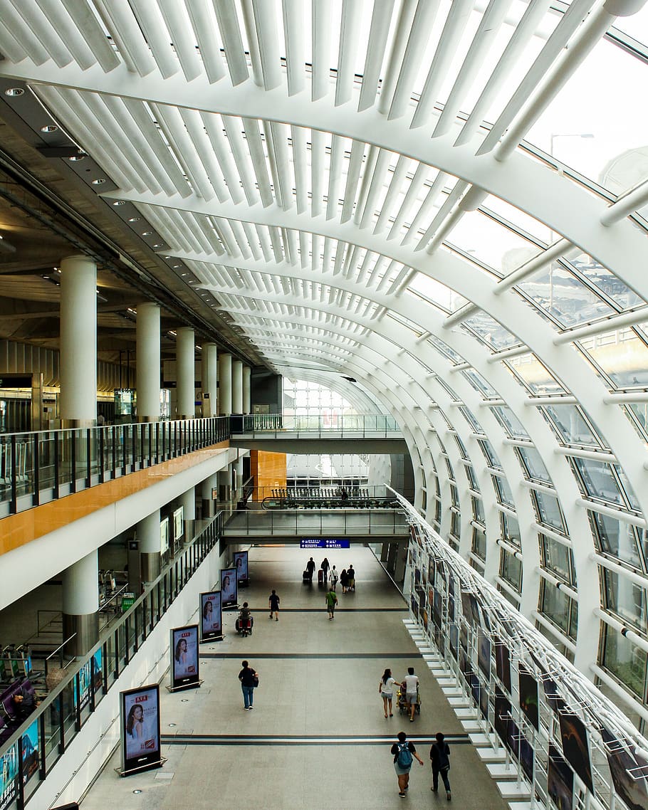 people walking inside building, person, human, airport, terminal HD wallpaper