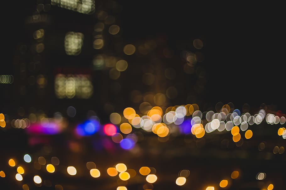 lights, bokeh, skyline, chicago, illuminated, defocused, circle HD wallpaper