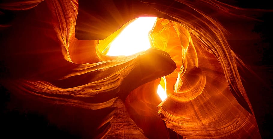 Antelope Canyon, Arizona, 4k wallpaper, blur, dark, energy, heat