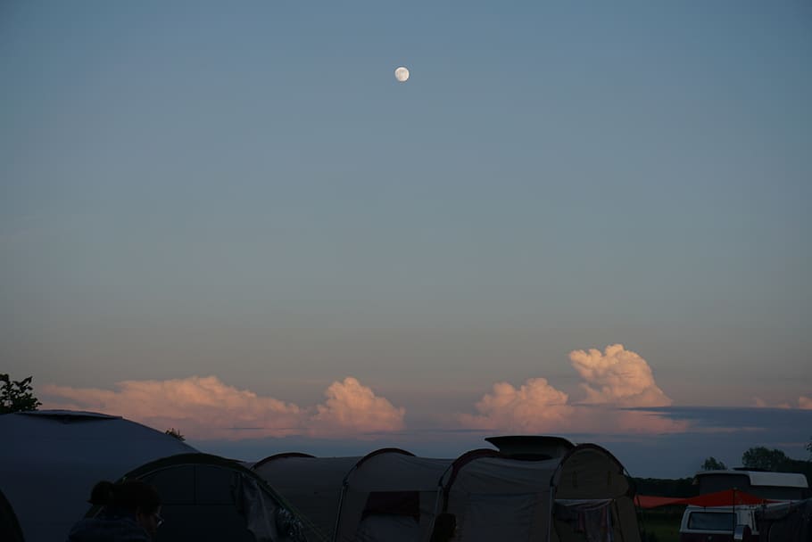 sky, moon, sunset, nature, cloud - sky, beauty in nature, scenics - nature HD wallpaper