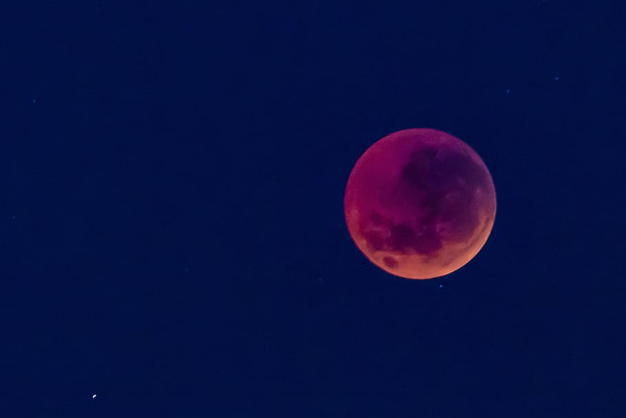 blood moon wallpaper, lunar, sky, blue, red, closeup, eclipse, HD wallpaper