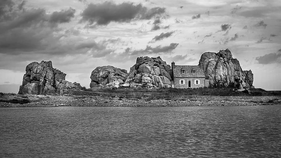 france, brittany, side, atlantic, pierre, rock, house, pointe HD wallpaper